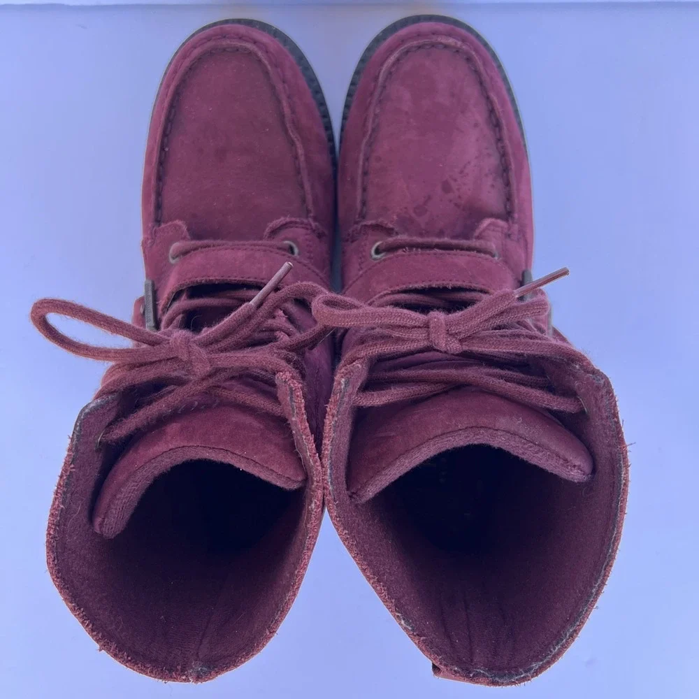 Polo Ralph Lauren Polo Bear Burgundy Leather Ranger Combat Hi II Boots Sz 4.5 US